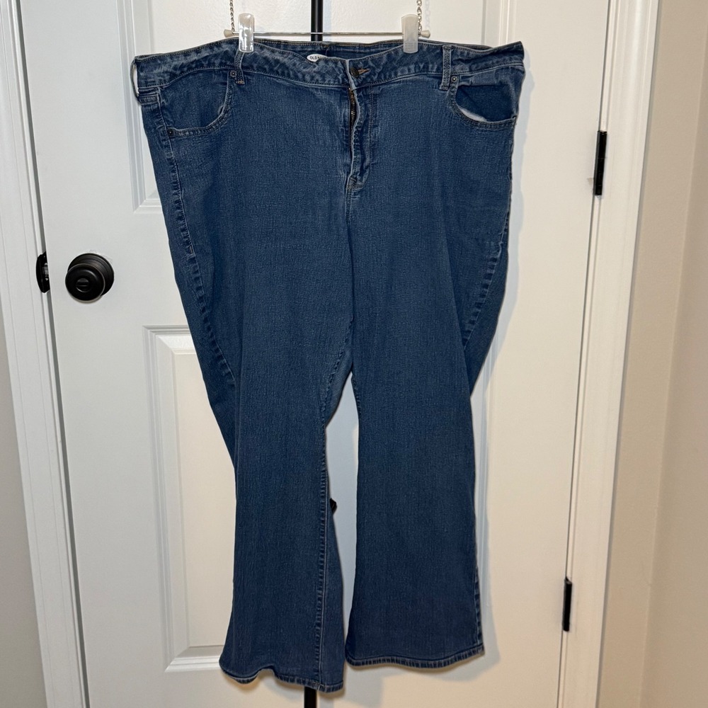 Old Navy Boot-Cut Jeans Womens 26 Plus Short Medium Wash Blue Stretch Denim
